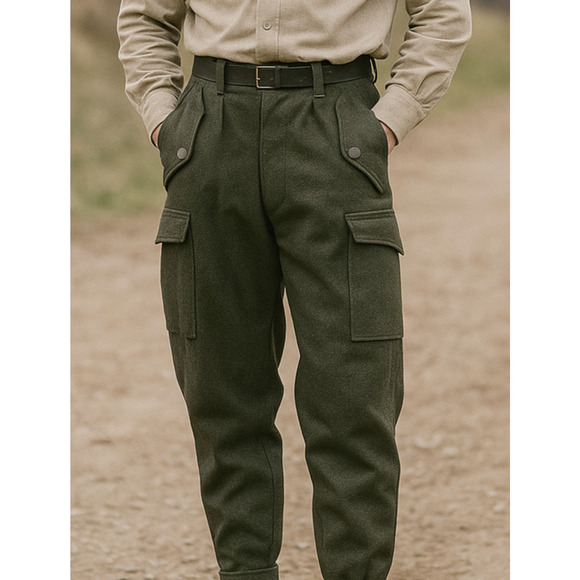 Military Other - Vintage 1968 Swedish Wool Cargo Pants Military Gray C48 Button Fly Men's 32 x 30